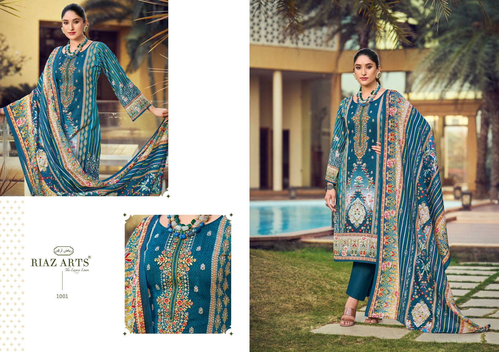 Qurbat By Riaz Arts Karachi Lawn Camric Printed Dress Material Online Wholesale